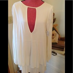 Layered Long top or dress in eggshell white